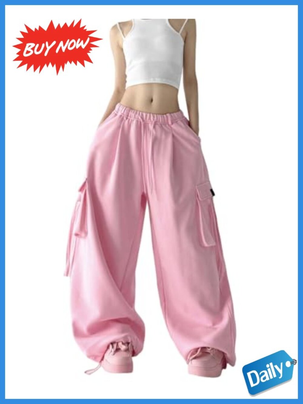 Women's Y2K Baggy Cargo Sweatpants Wide Leg Jogger Streetwear Dance Pants